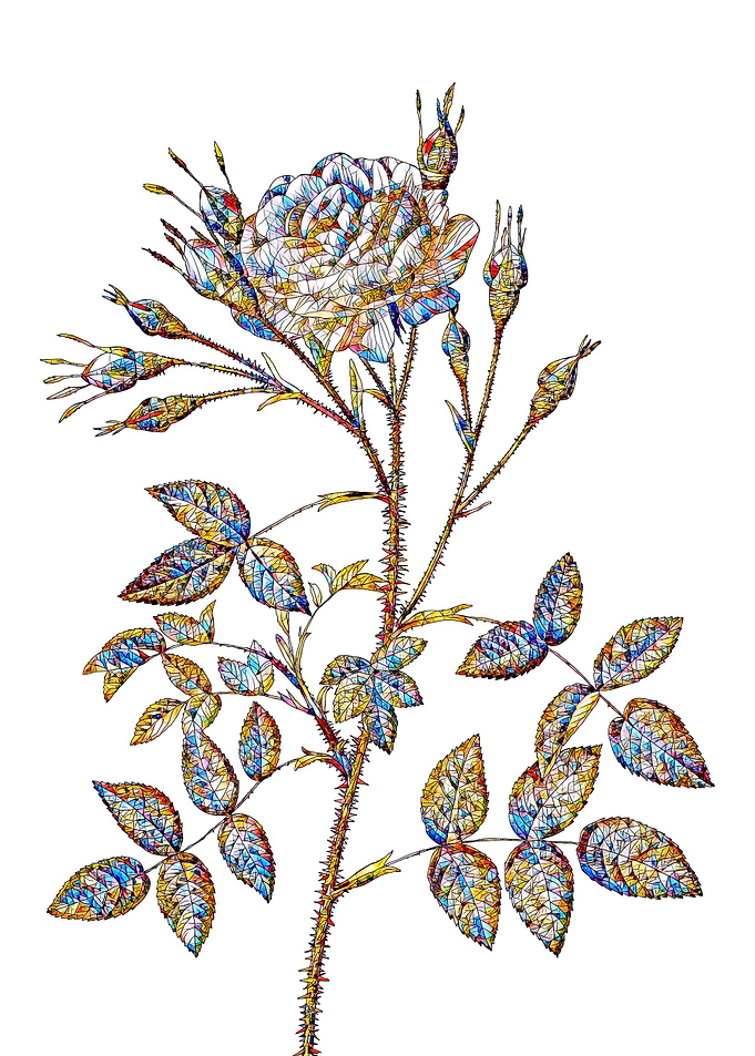 Stained Glass Rose Flower