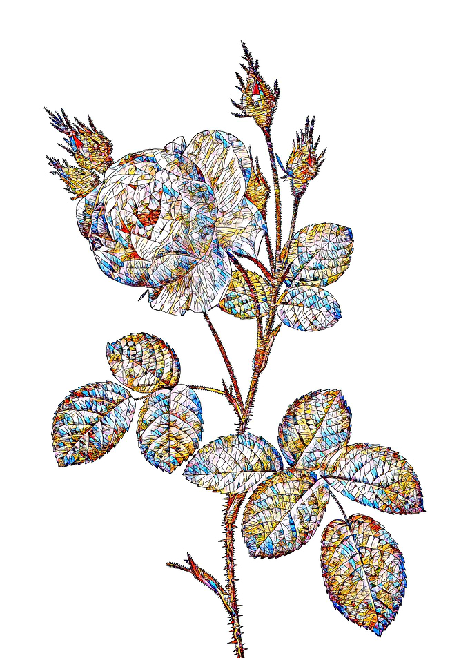 Stained Glass Rose Flower