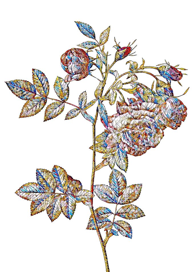 Stained Glass Rose Flower