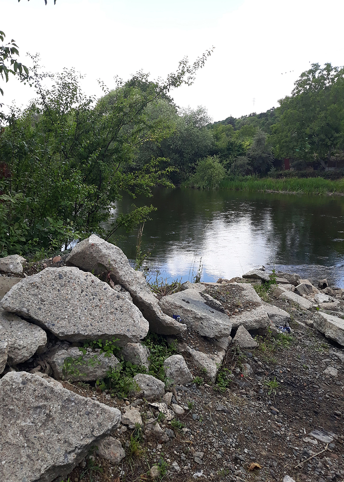 By the river