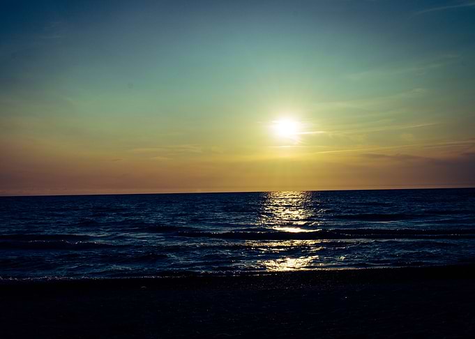 Sunset over the see
