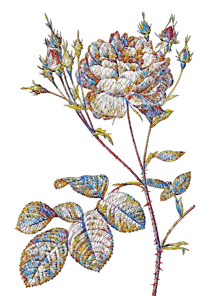 Stained Glass Rose Flower