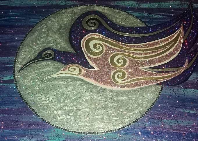 Spiraled Birds and Sky