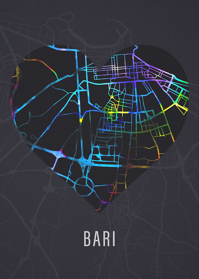 Bari Italy City Heart Map