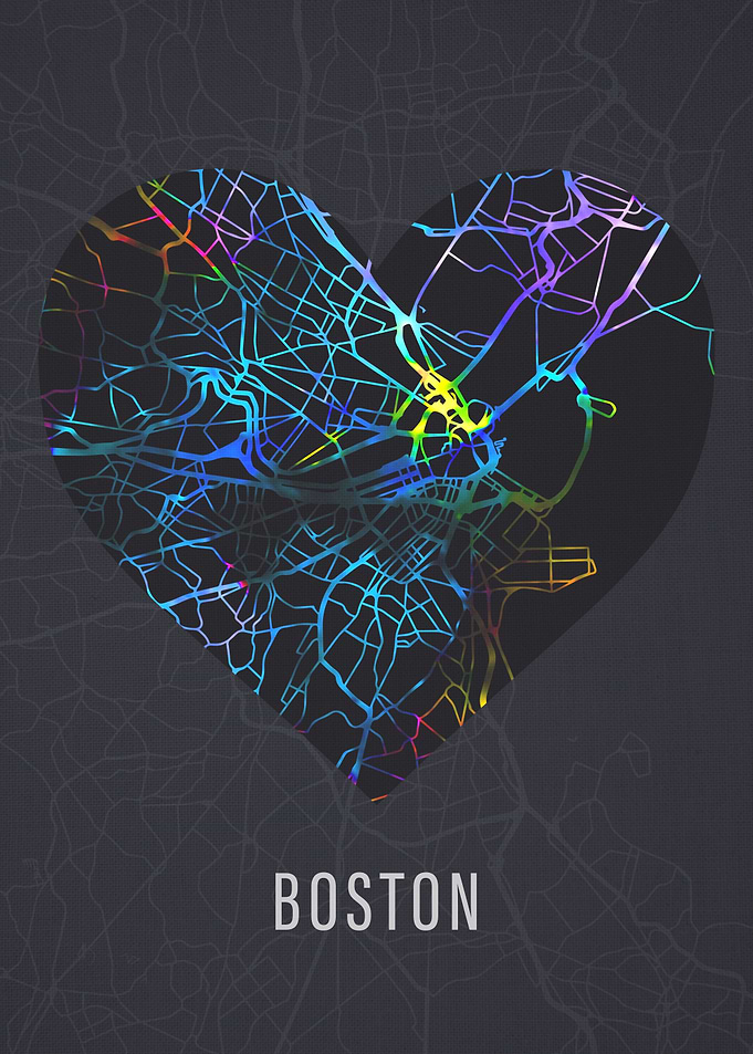 Boston Mass City Heart Map