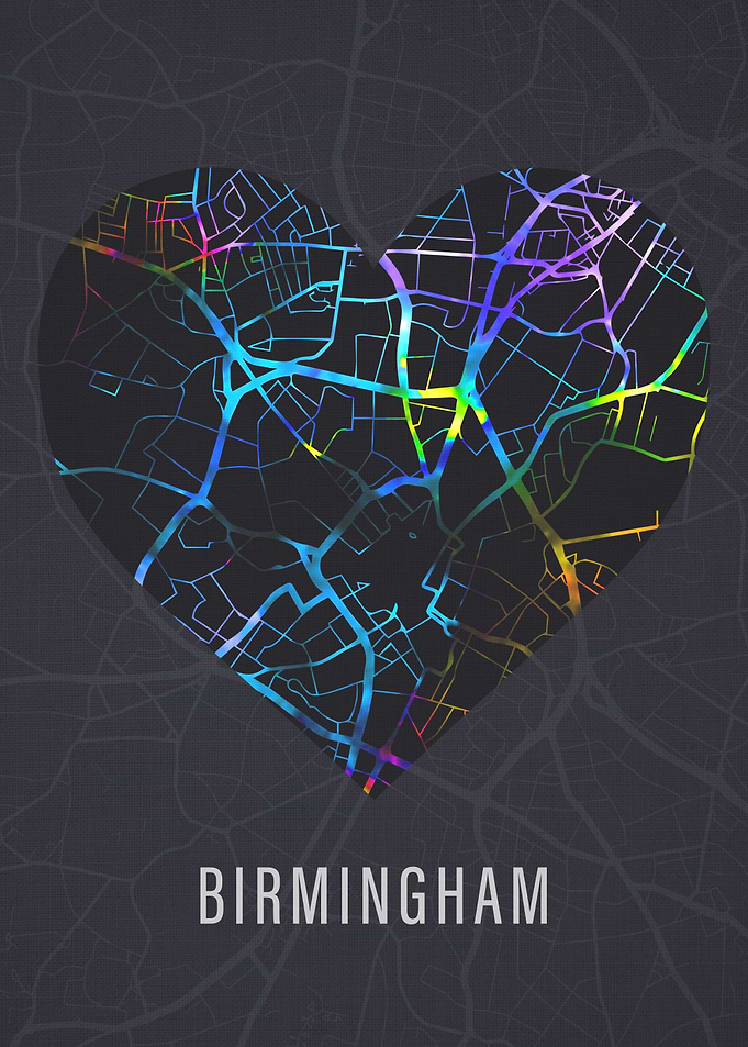 Birmingham City Map Heart