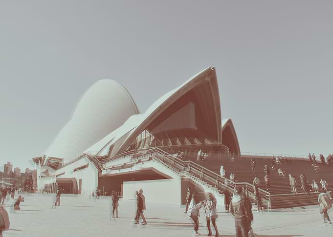 Opera house and people