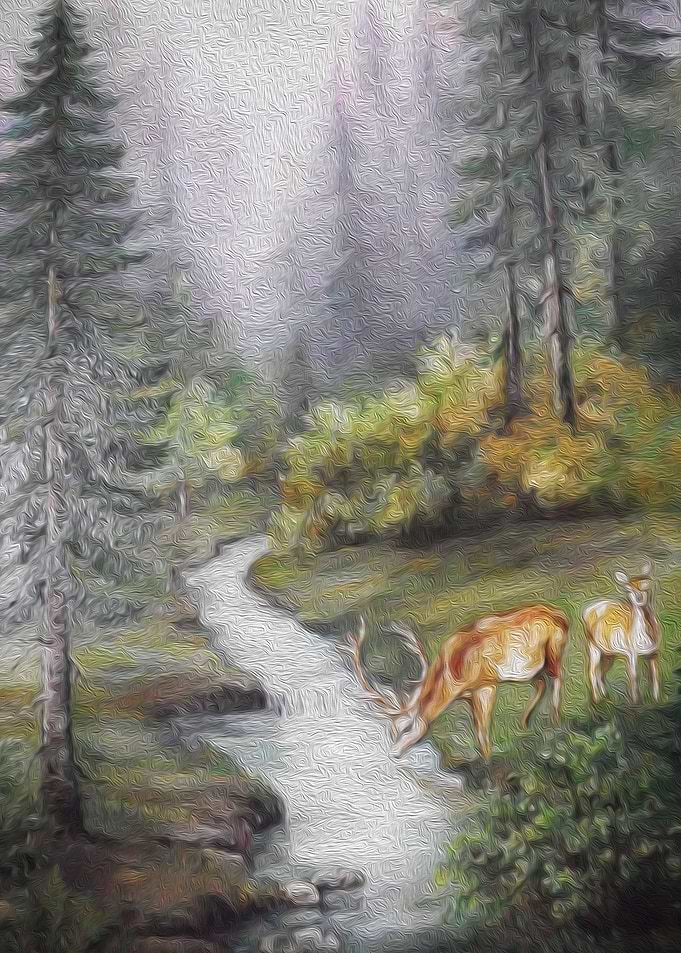 Deers by the water