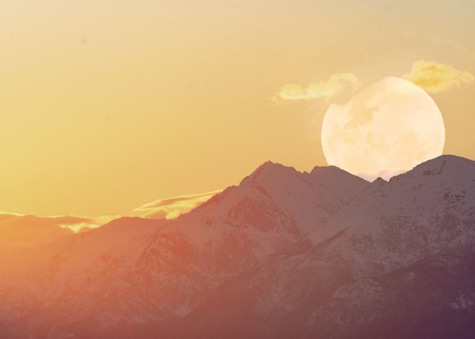 Moon in the mountains