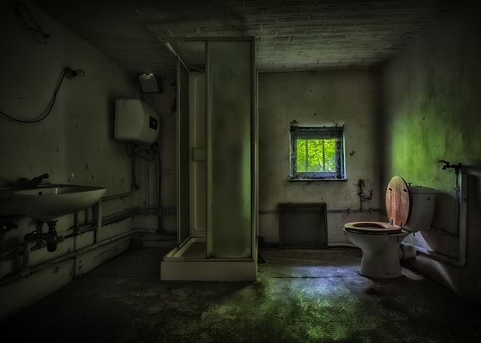 The green abandoned toilet