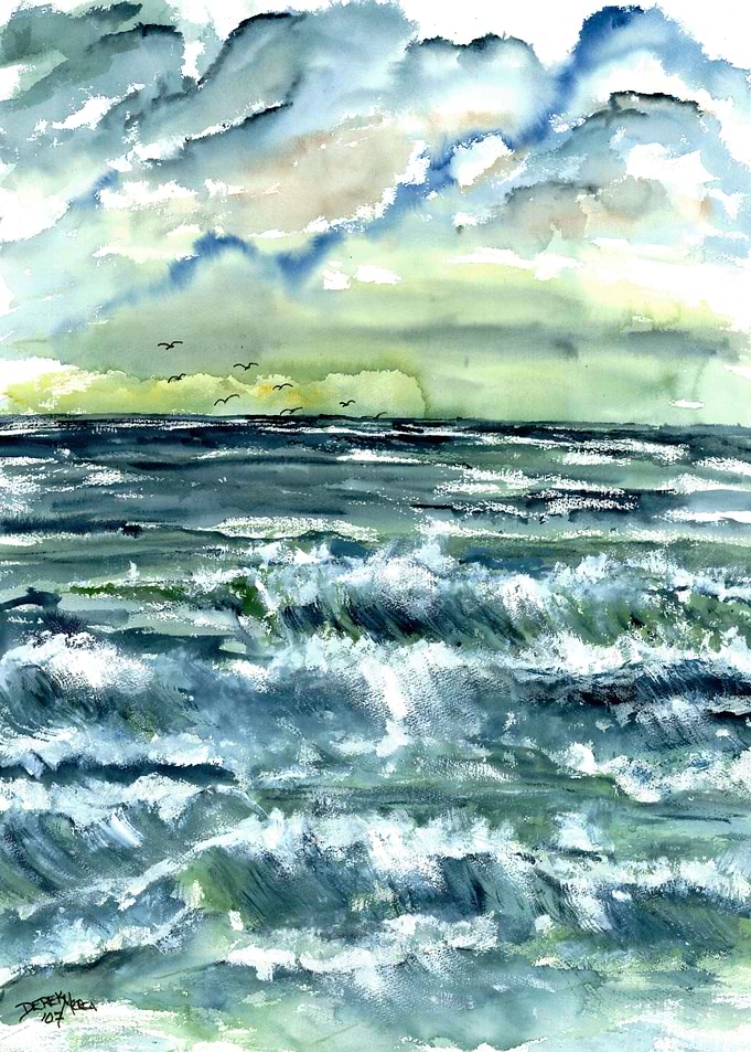 Beach waves seascape art