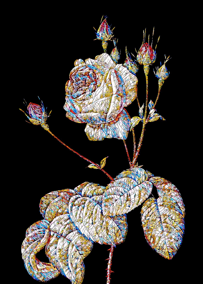 Stained Glass Rose Flower