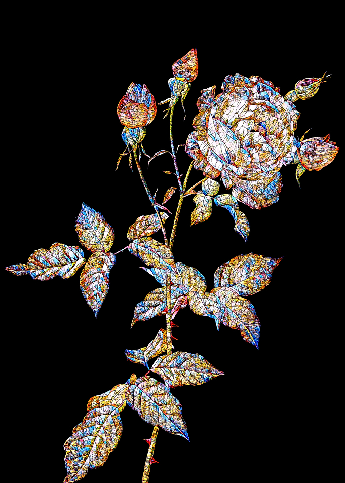 Stained Glass Rose Flower