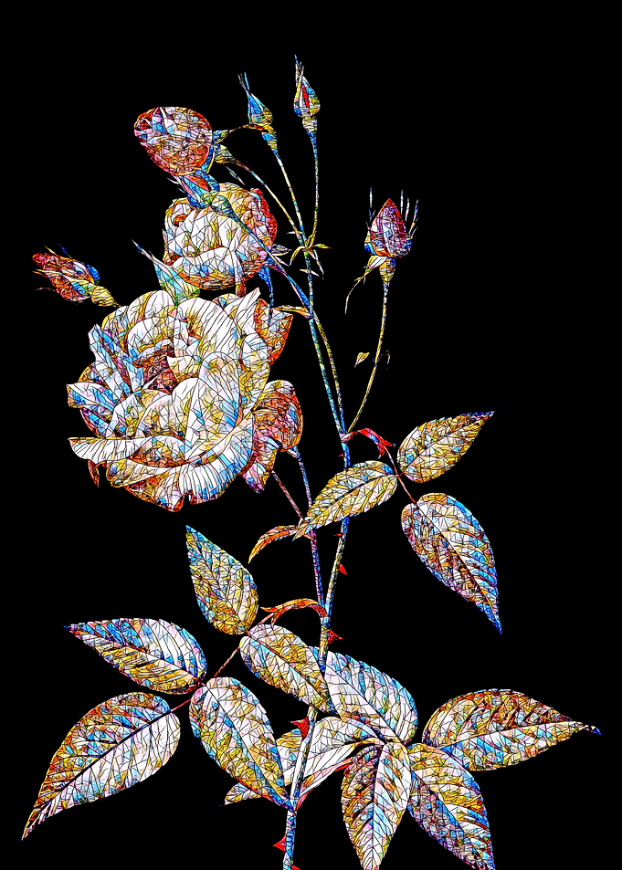 Stained Glass Rose Flower