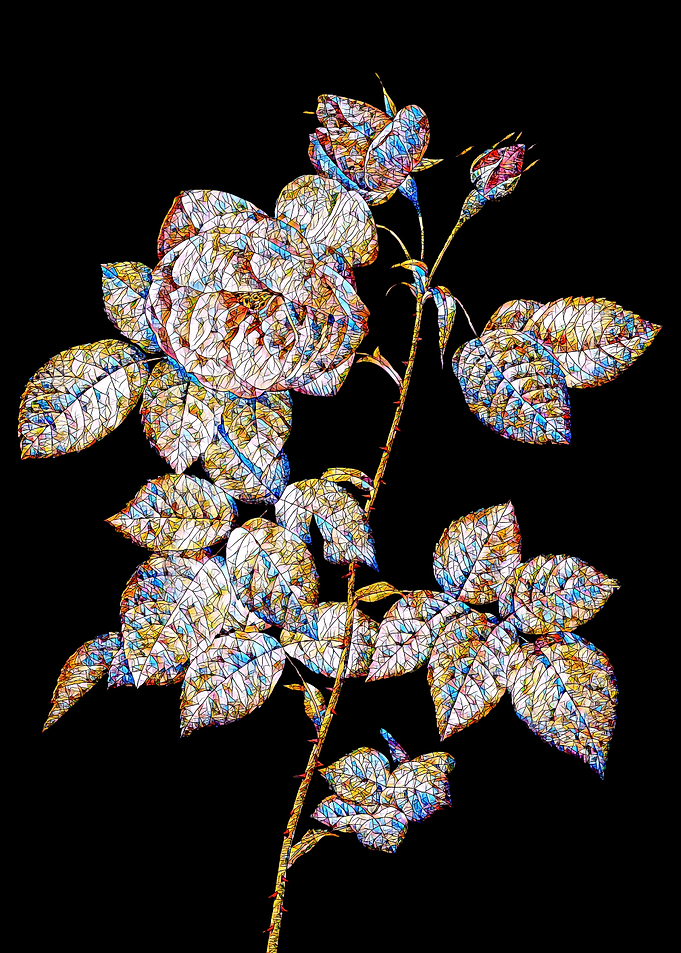 Stained Glass Rose Flower
