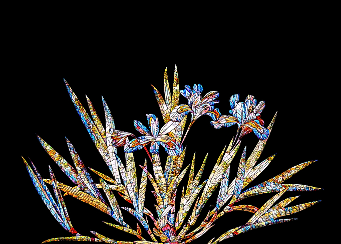 Stained Glass Iris Flower