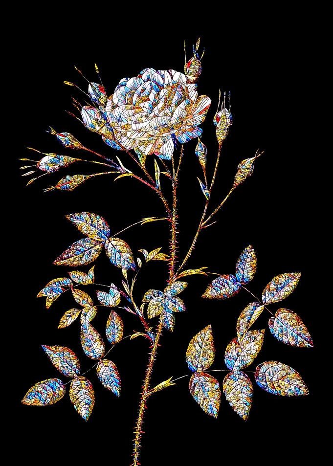 Stained Glass Rose Flower