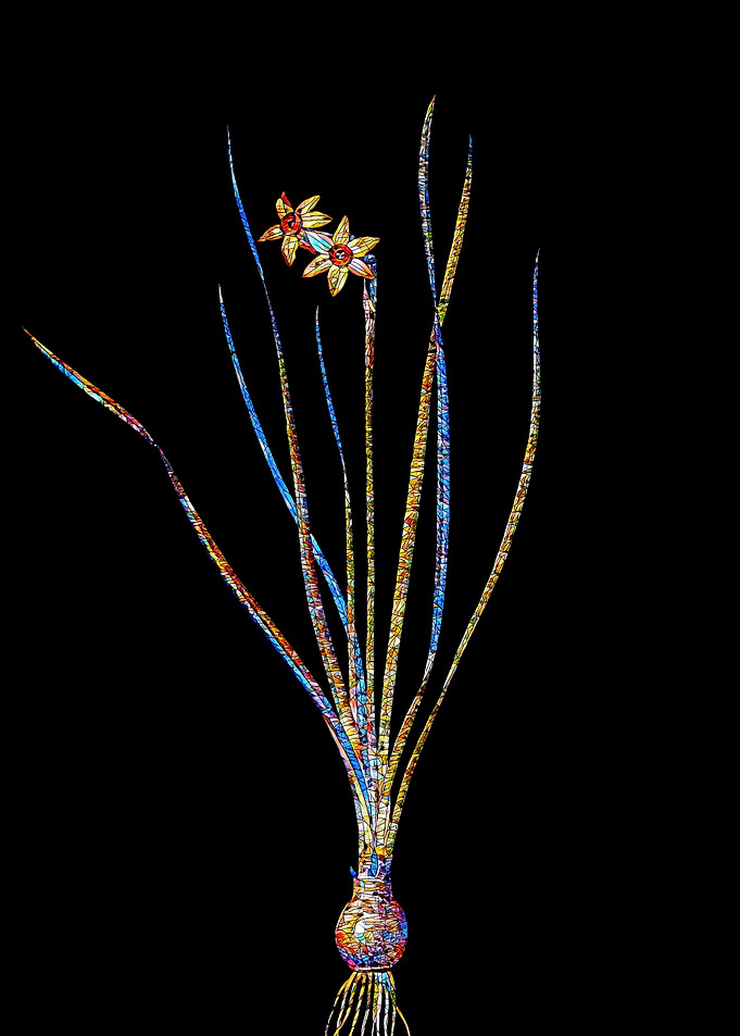 Rainbow Mosaic Flower Art