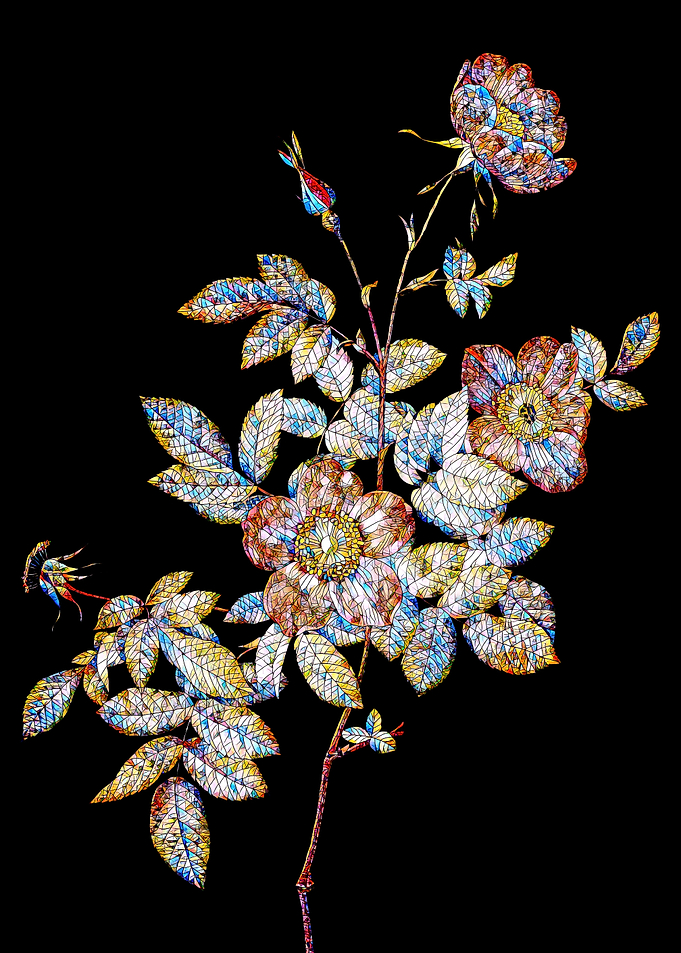 Stained Glass Rose Flower