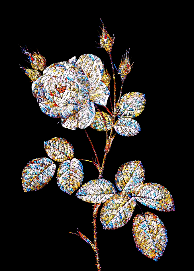 Stained Glass Rose Flower