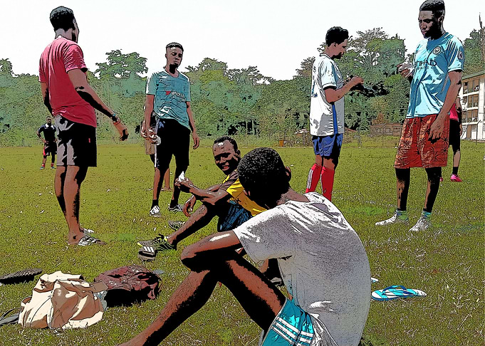 african boys relaxing