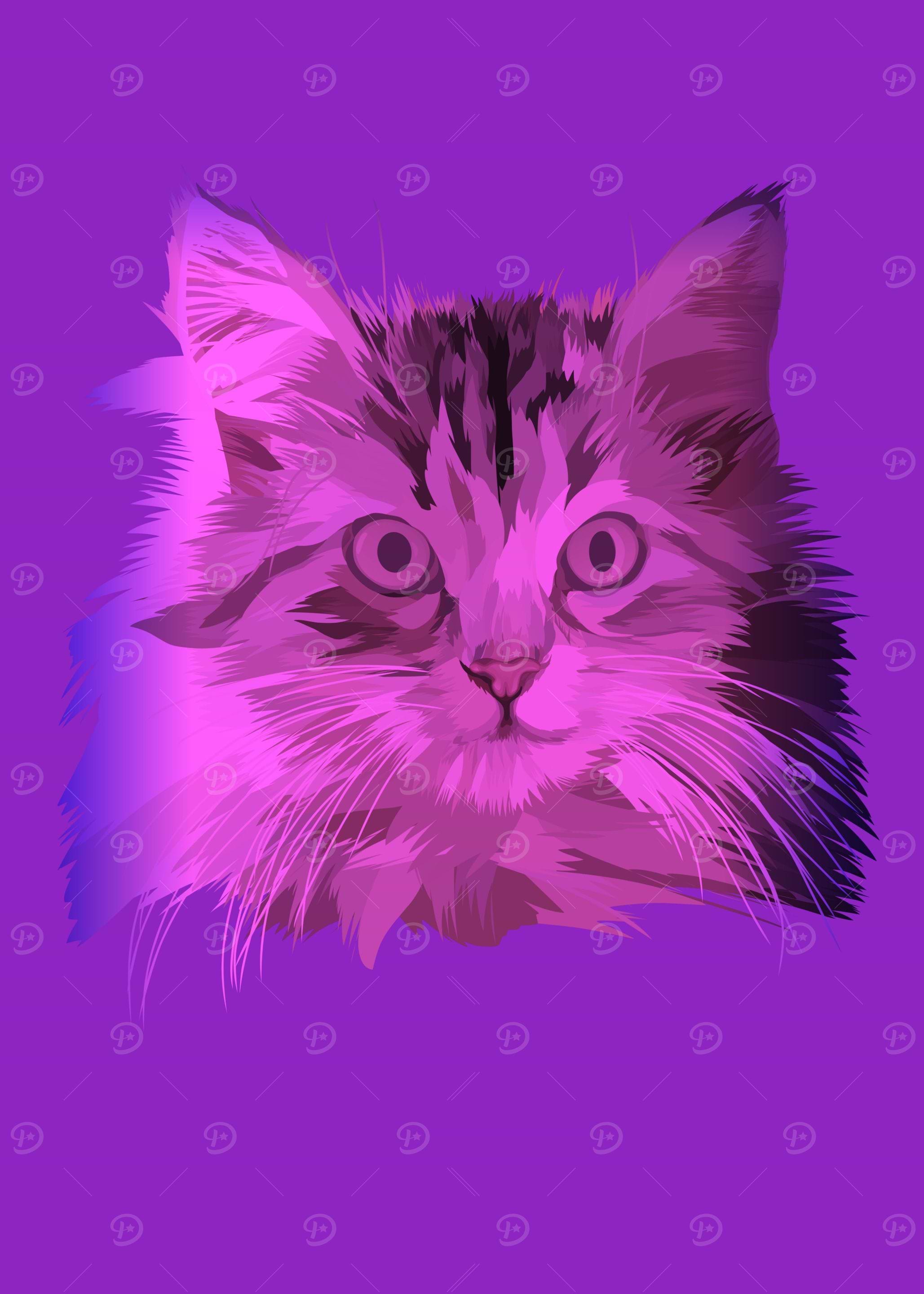 Blue Pink Cat Vector