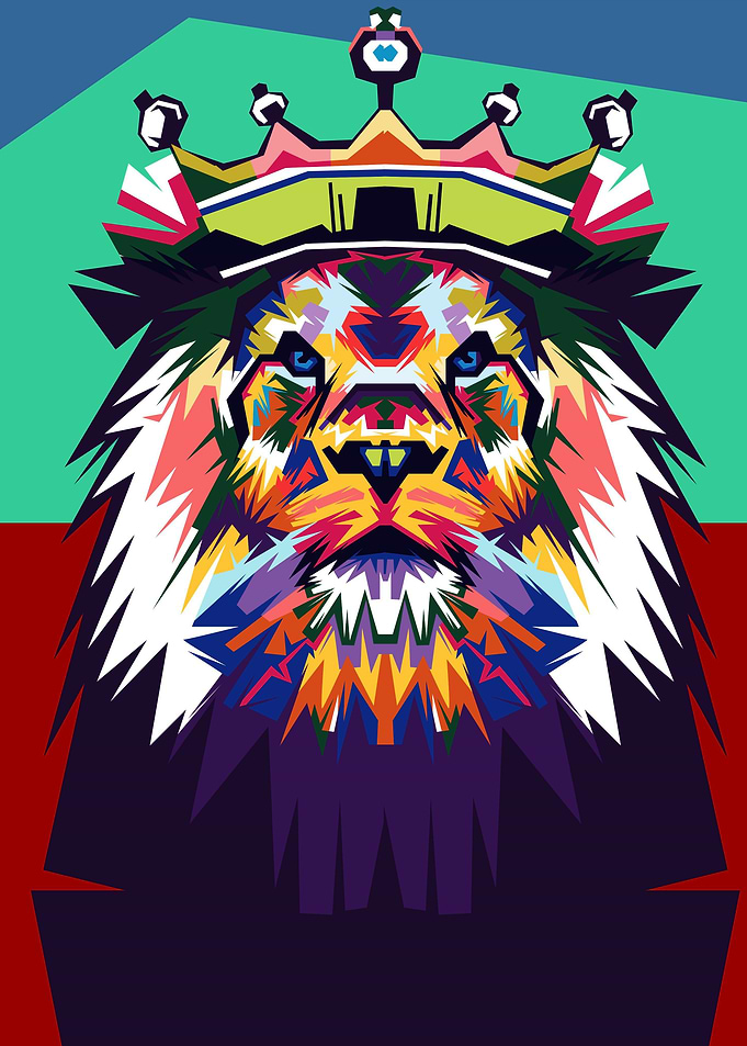 Lion Cartoons Wpap PopArt