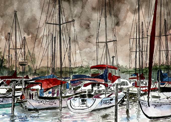 Sailboats at Night