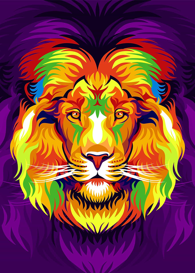 Colorful Lion Head
