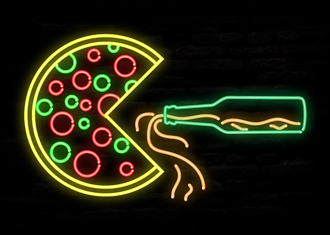 Packman Pizza Drinking Bee