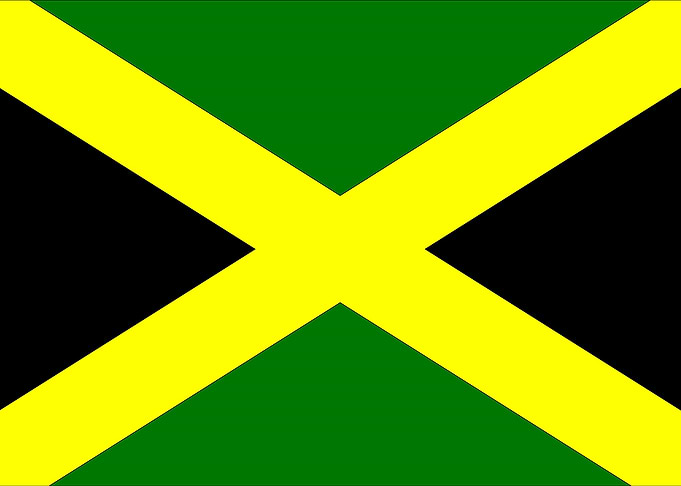 Jamaica Flag In Gold Green