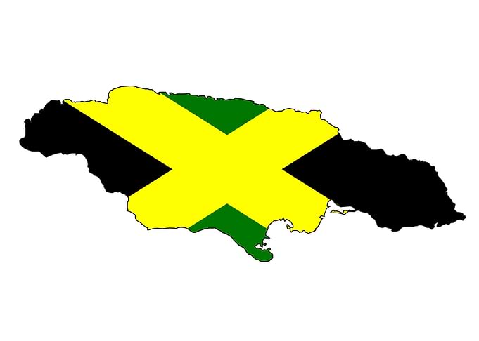Jamaica Island with Flag