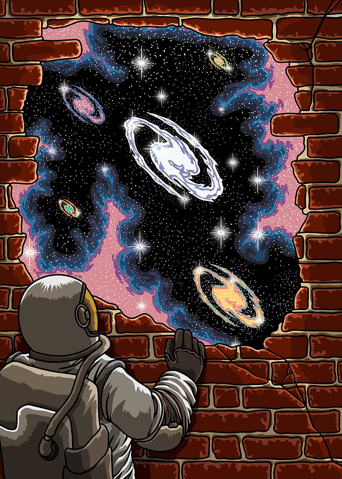 Broken Wall Into Galaxy