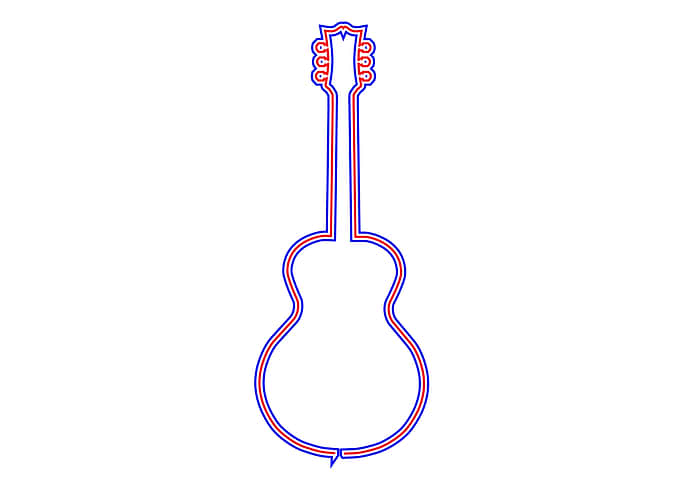 Guitar Red Blue Outline