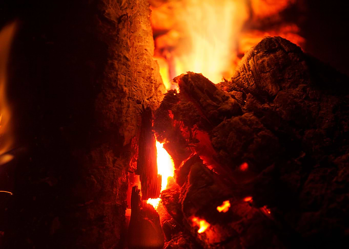 Woods on night fire prints