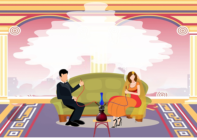 Bridal n Groom with Hookas