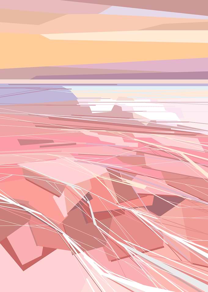 Geometric pink lake lagoon