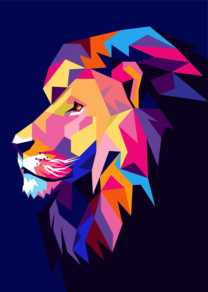 Colorful Lion Head Pop Art
