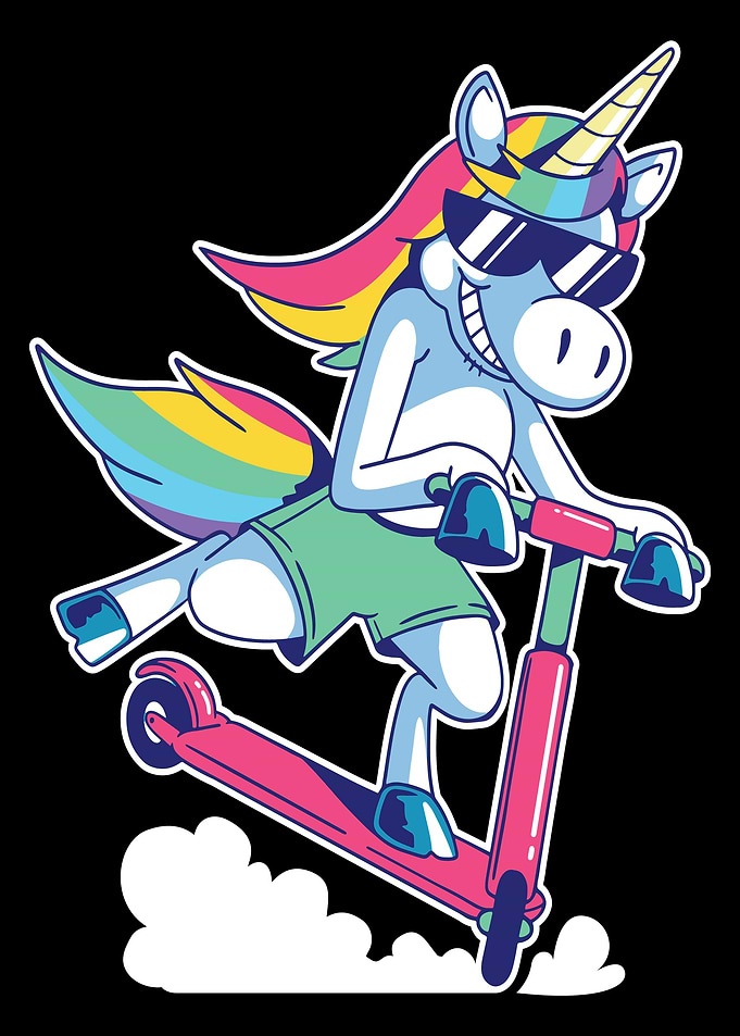 Unicorn With Scooter