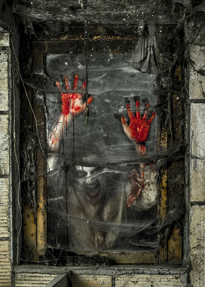 Hungry zombie at a window