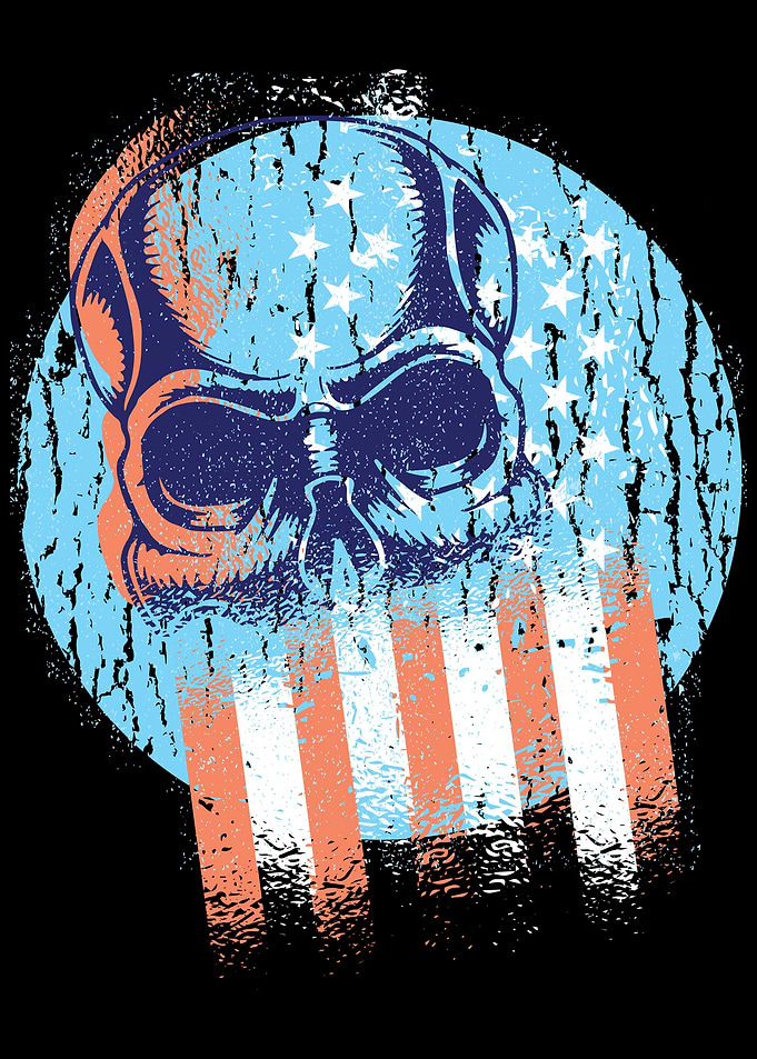 US Flag With Skull