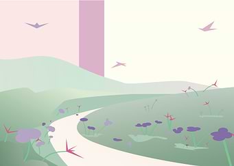 Flower landscape poster