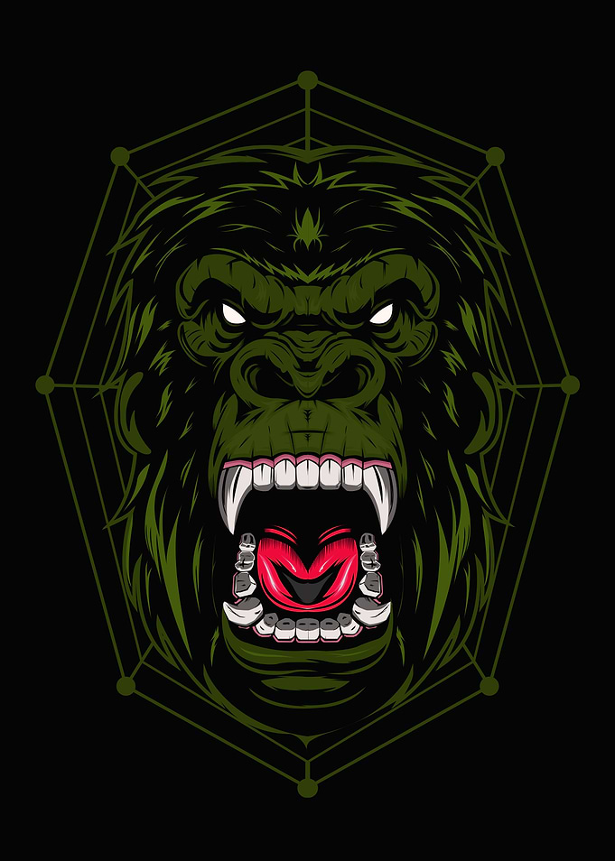 gorilla head illustration