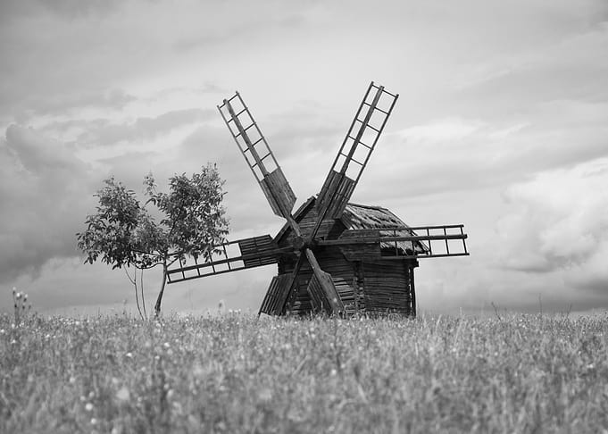 Windmill and tree