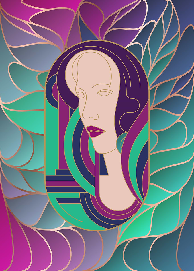 Art Deco Lady Green