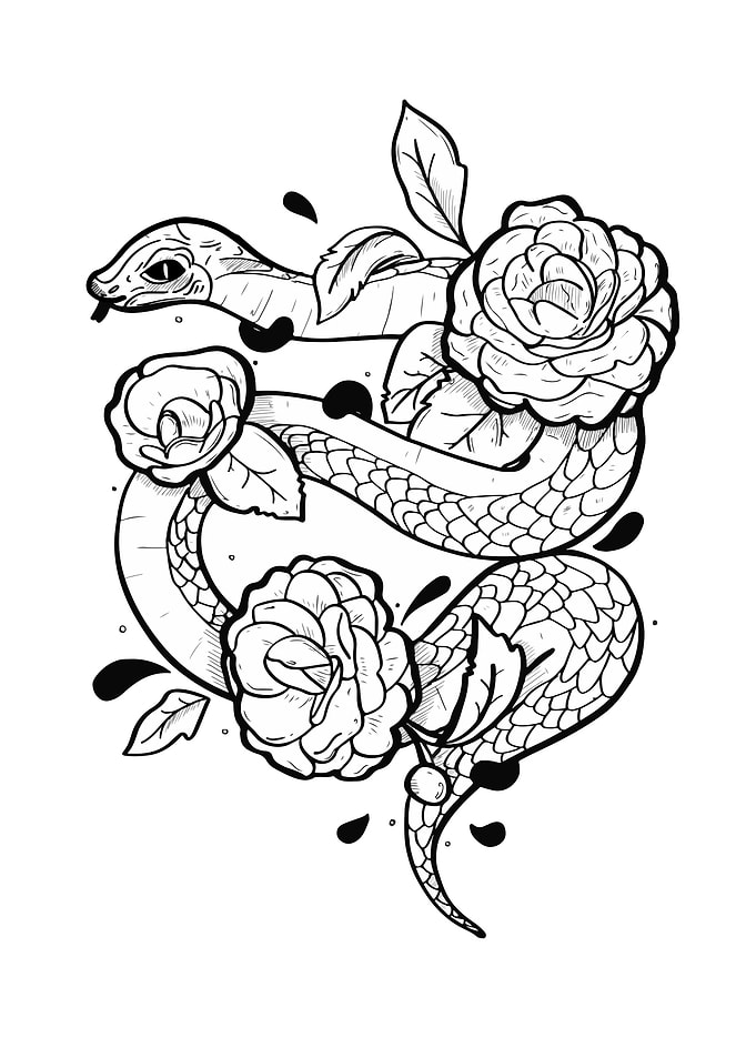 Snake with flowers