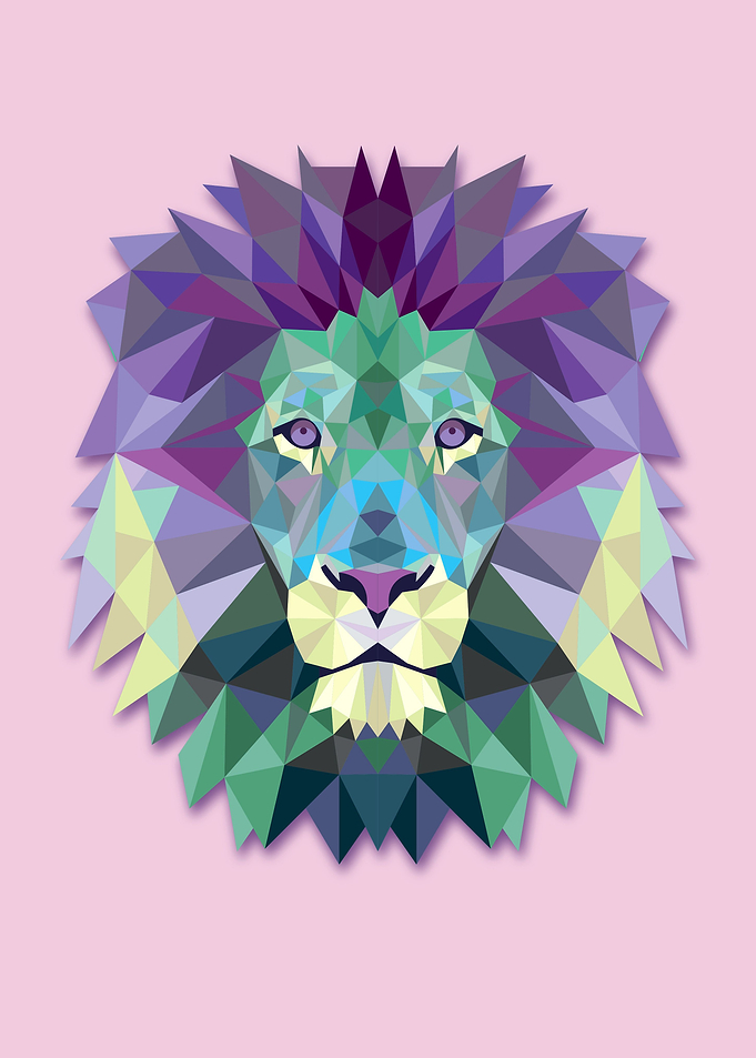 Polygonal lion head
