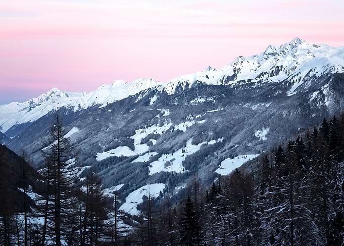 Snowy mountain side