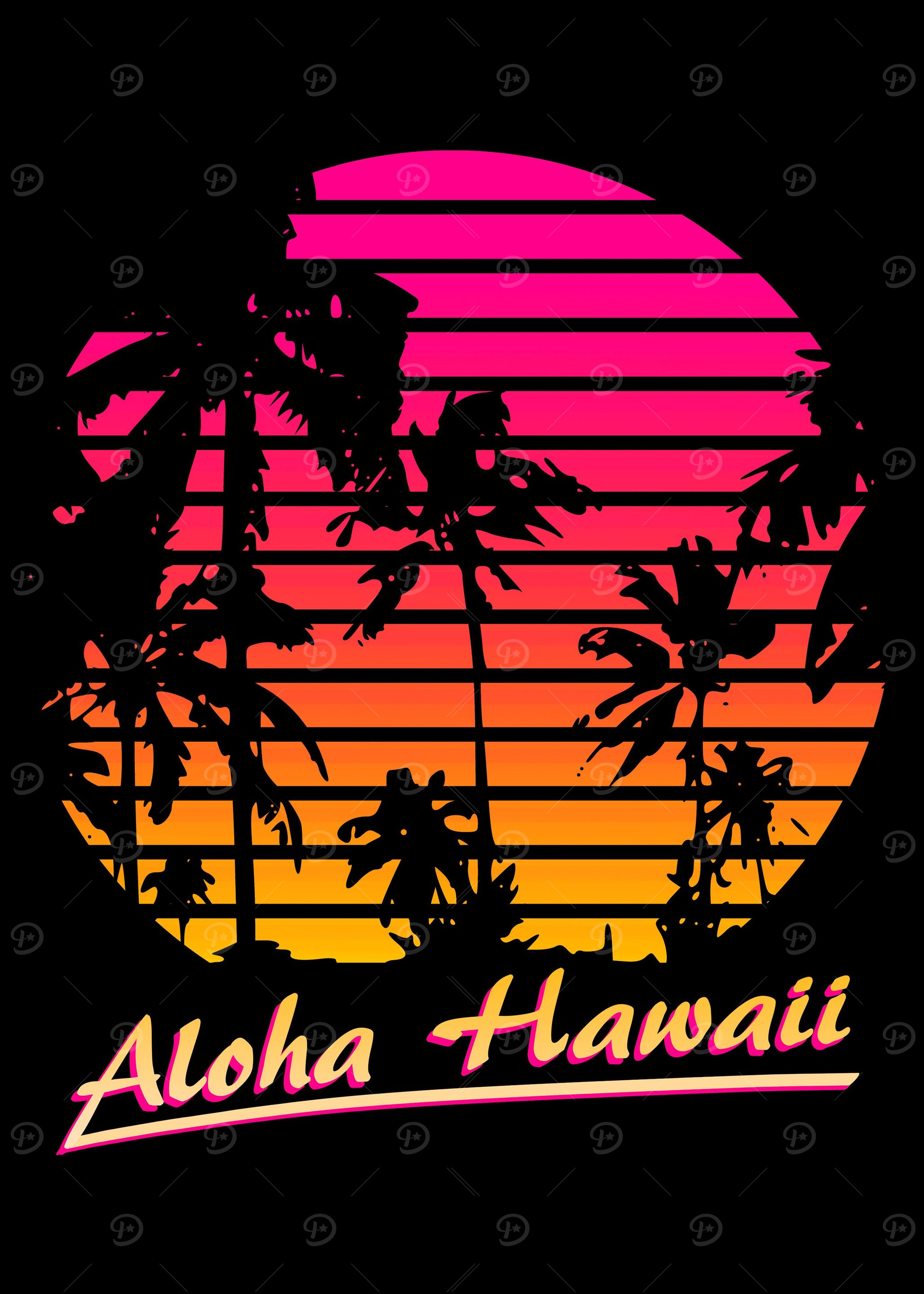 Aloha Hawaii 80s Sunset
