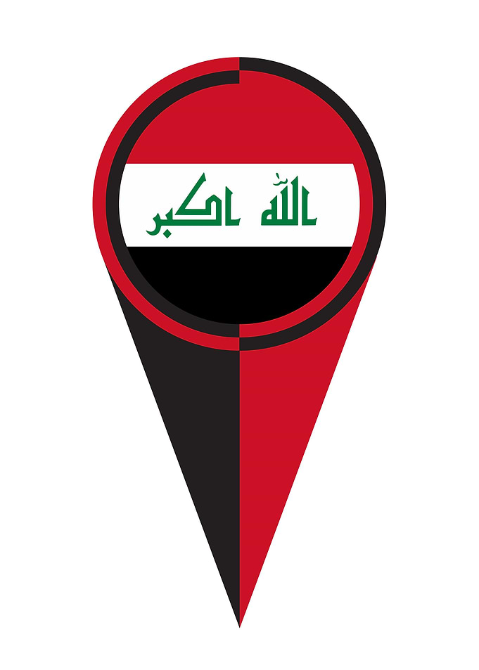 Iraq Map Pointer Flag
